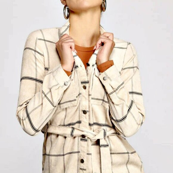 NEW! PLAID BELTED SHACKET DRESS SZ L - Picture 3 of 6
